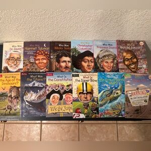 Scholastic books. Who Was? Who is? Where is? What is? What was? Set of 12